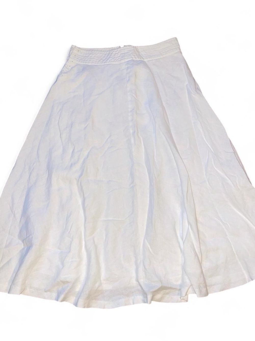 100% Linen/Cotton Ralph Lauren Crispy White A-Line Midi Skirt Summer Wedding